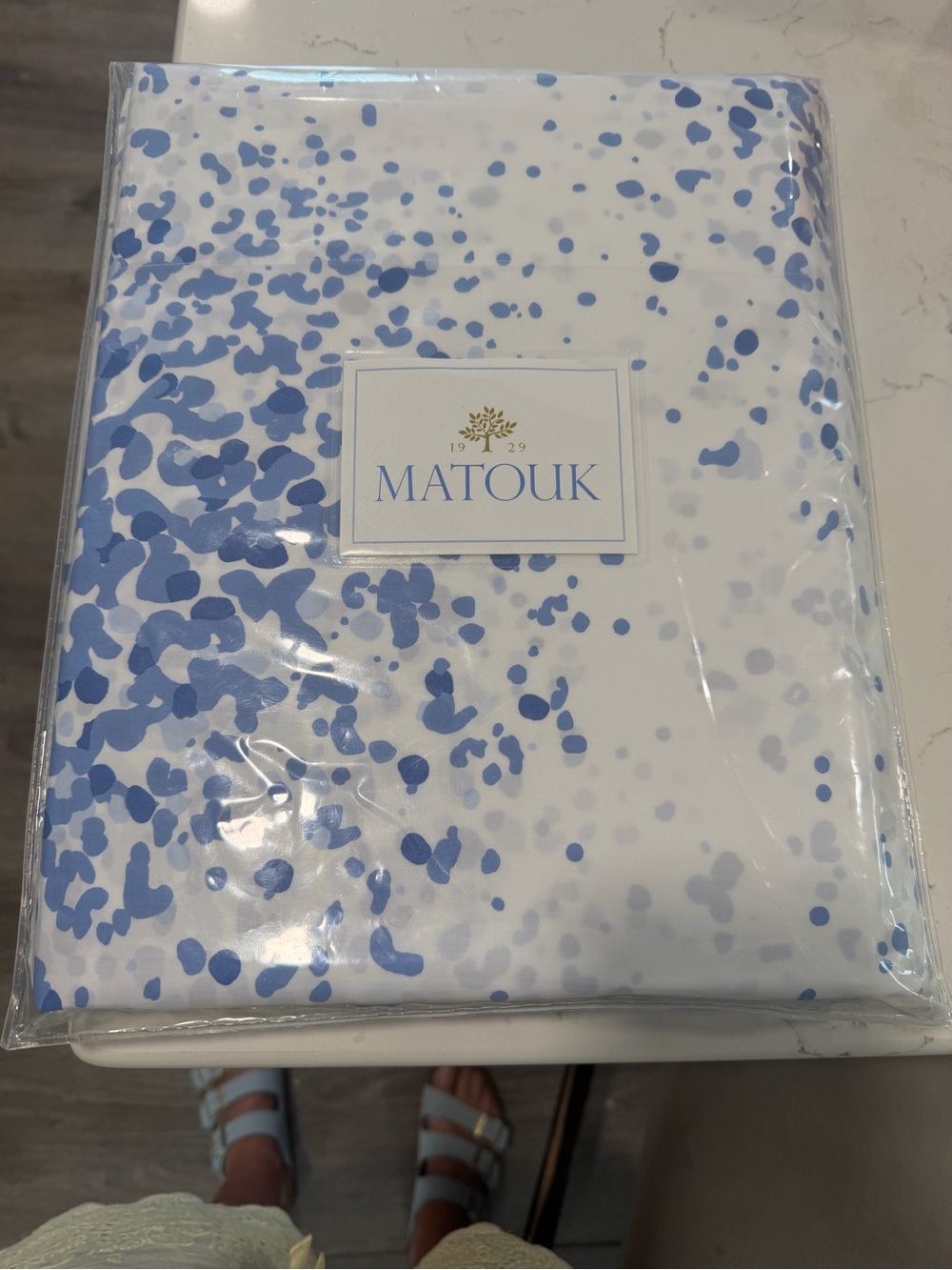 Matouk Blue Speckle Home Bedding - Luxury Cotton QUEEN SIZE sheet set!